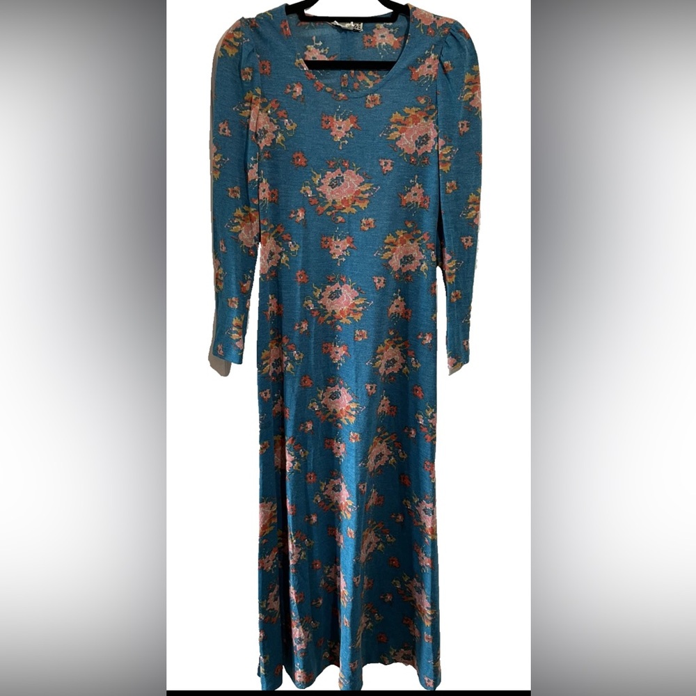 Vintage 70's Corky Craig California Floral Maxi Dress Hippie Boho Prairie Style